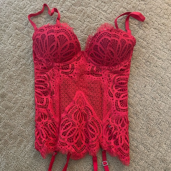 Victoria's secret Very Sexy Unlined Lace-up Corset 32C Red - Picture 1 of 3